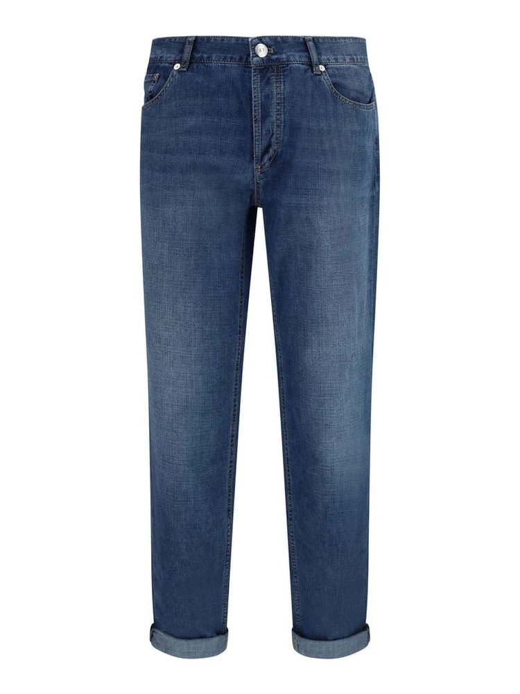 Blue Cotton Relaxed Fit Jeans