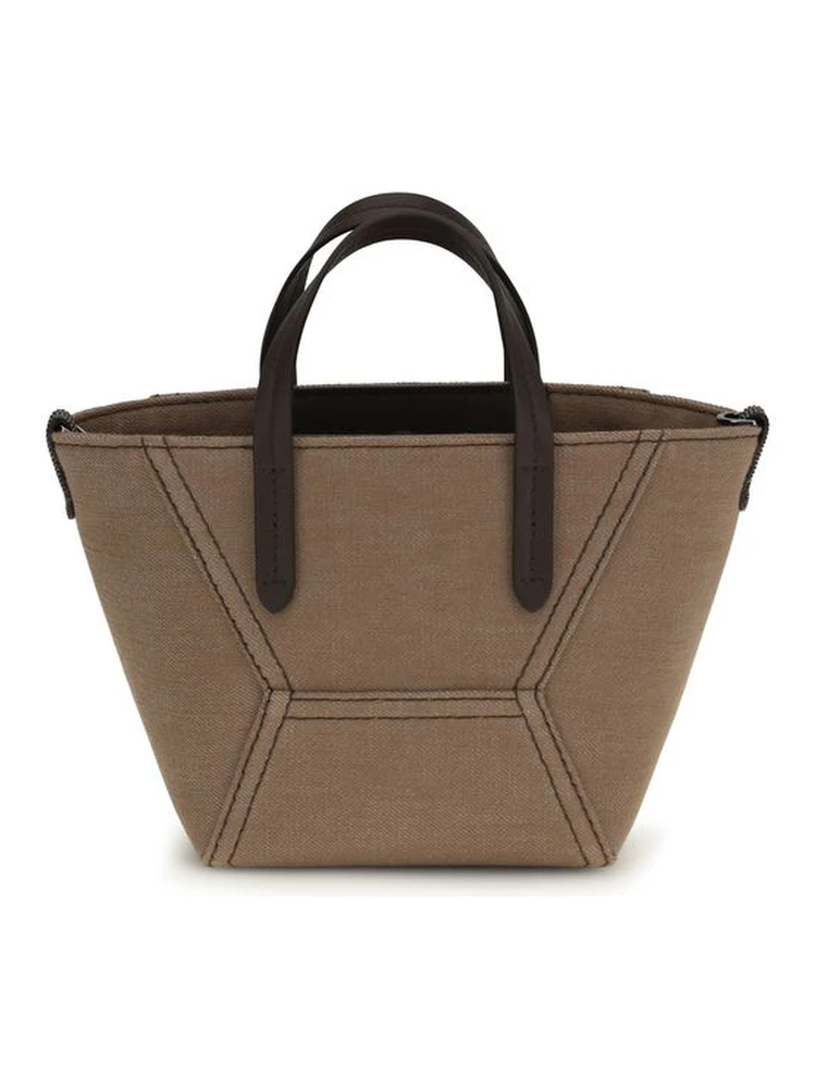 Beige Fabric Shoulder Bag