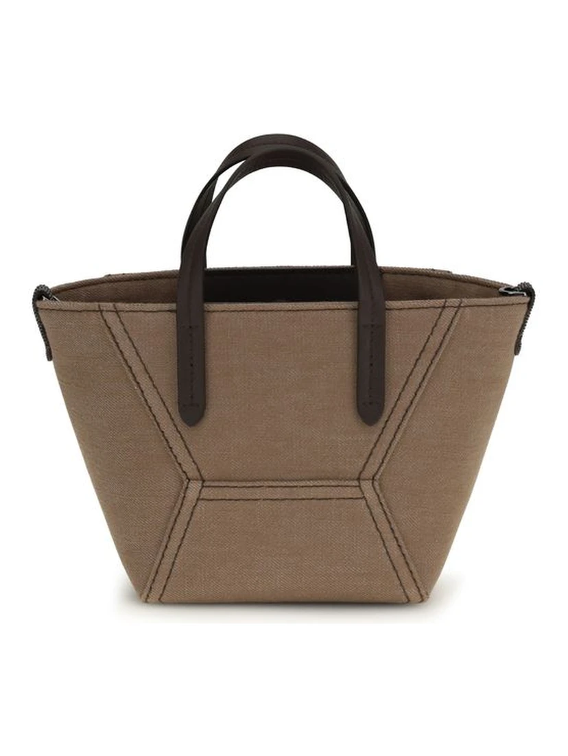 Beige Fabric Shoulder Bag