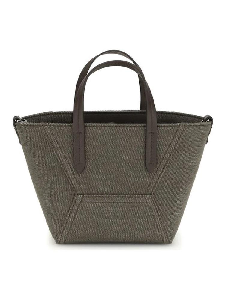 Bicolor Fabric Shoulder Bag