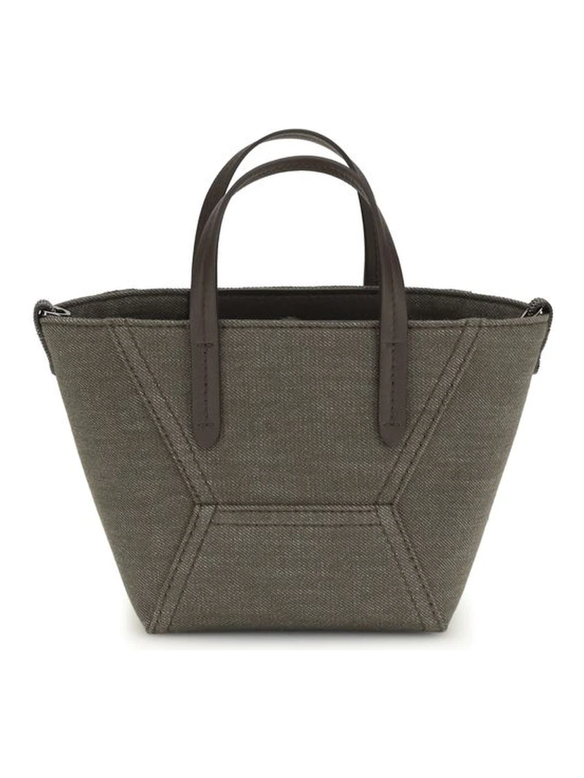 Bicolor Fabric Shoulder Bag