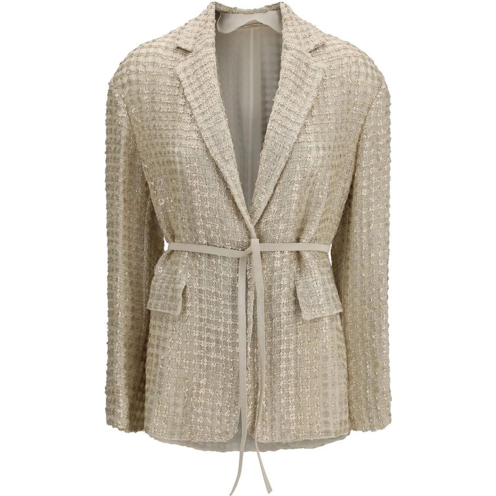 Beige Silk Jackets And Coat