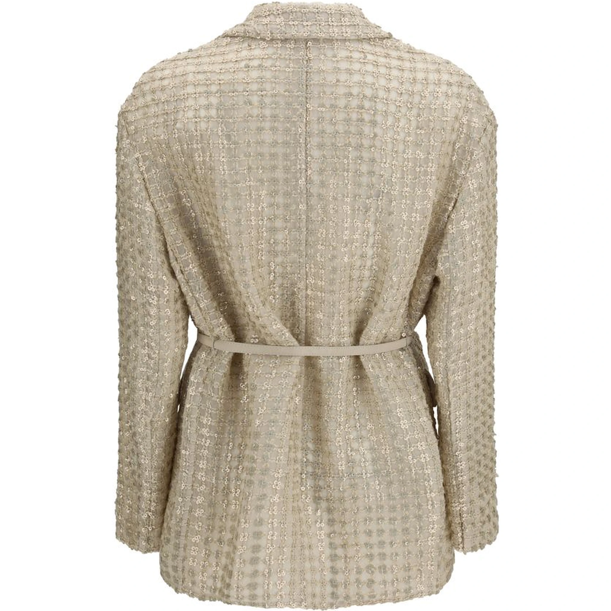 Beige Silk Jackets And Coat