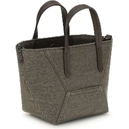 Bicolor Fabric Shoulder Bag