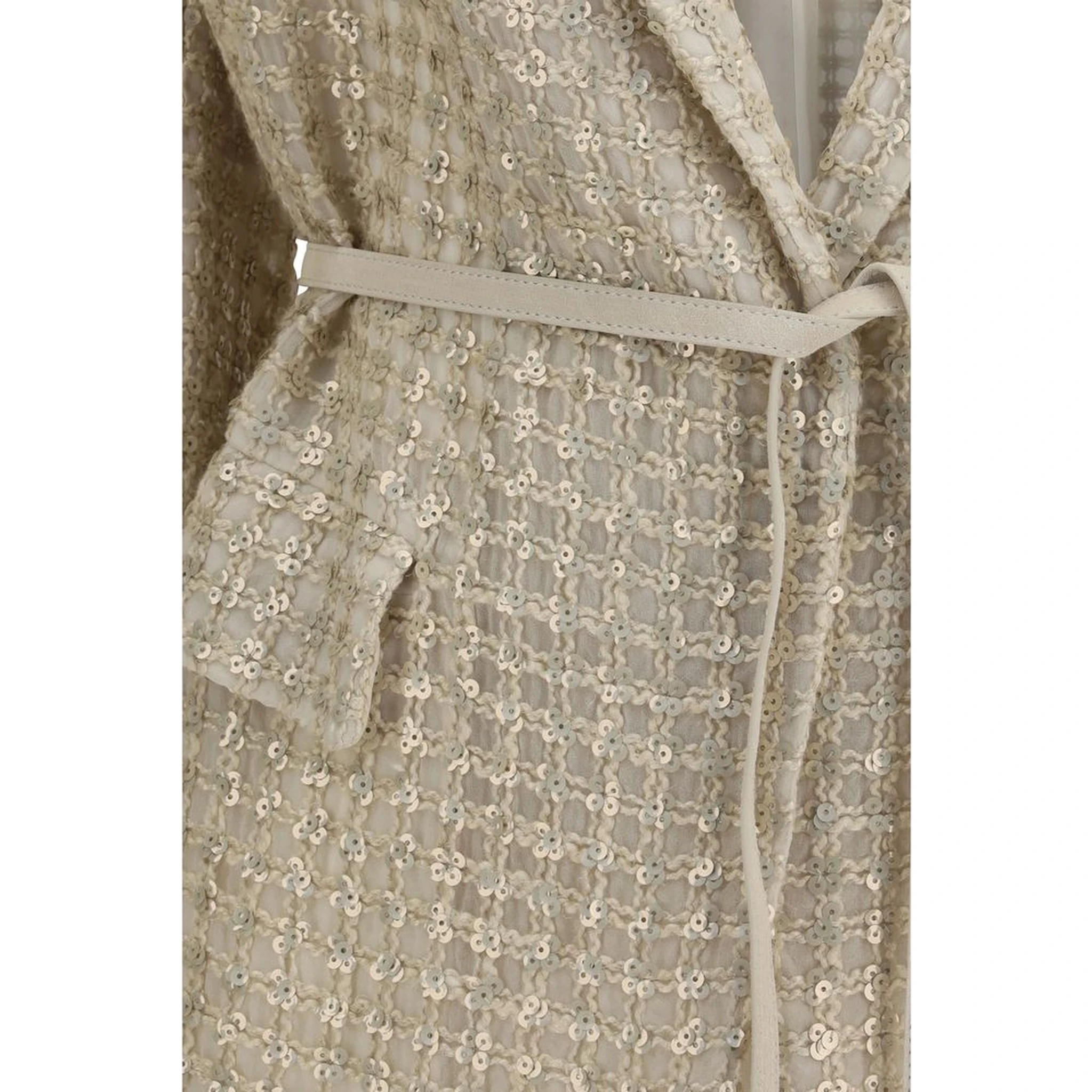 Beige Silk Jackets And Coat