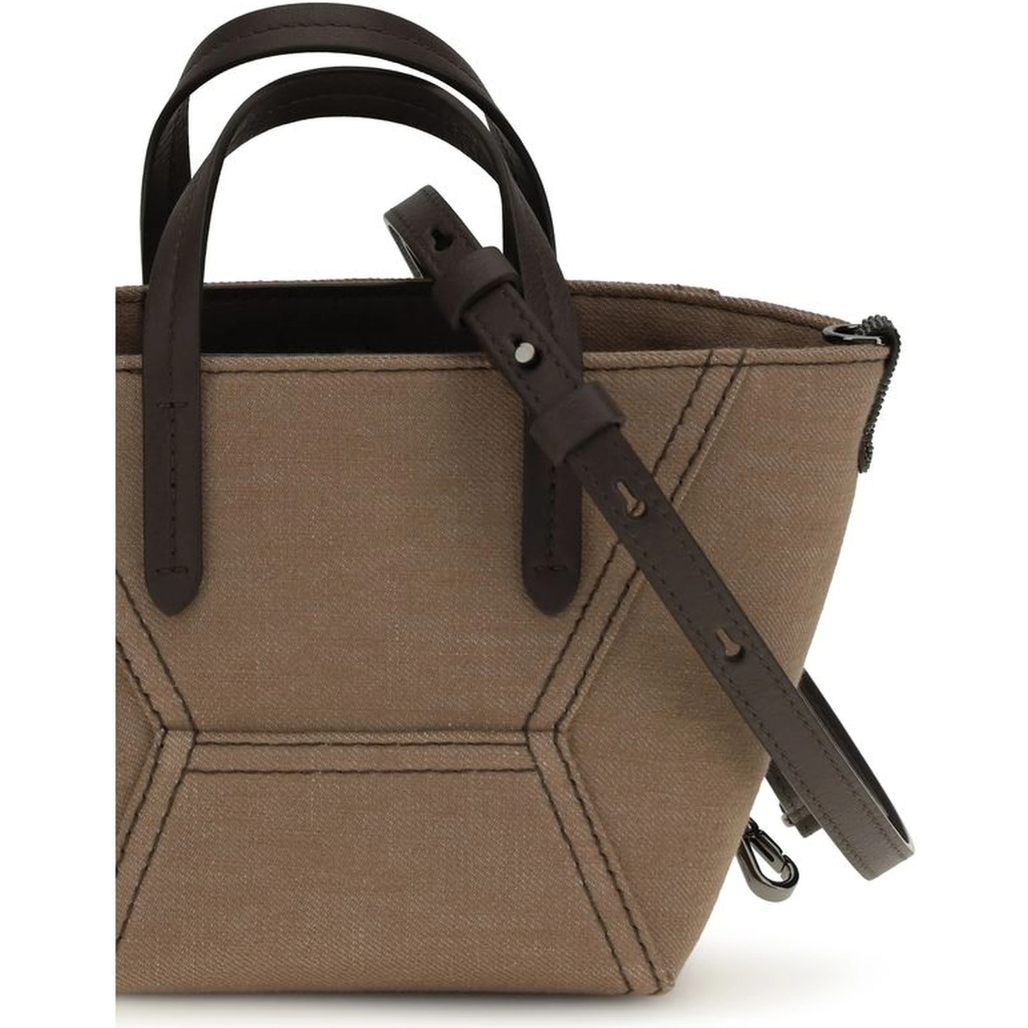 Beige Fabric Shoulder Bag