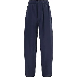 Blue Silk Casual Pants
