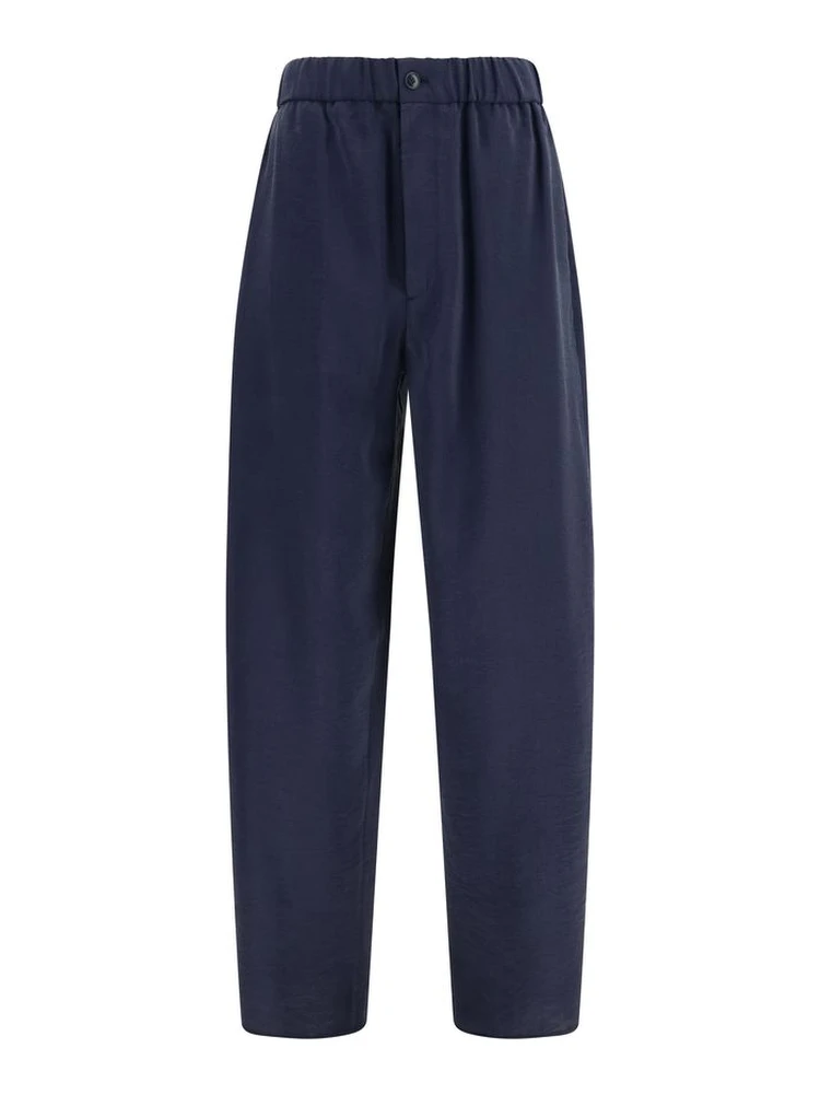 Blue Silk Casual Pants