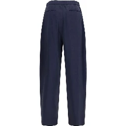 Blue Silk Casual Pants