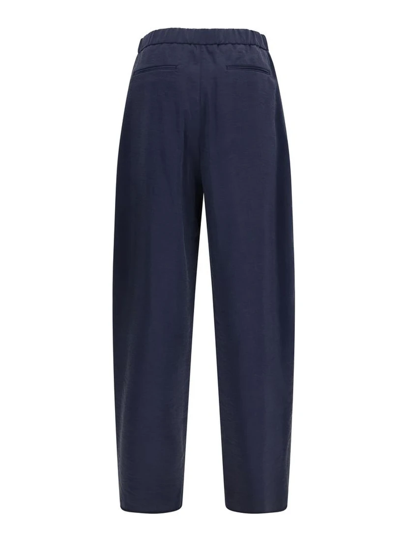 Blue Silk Casual Pants