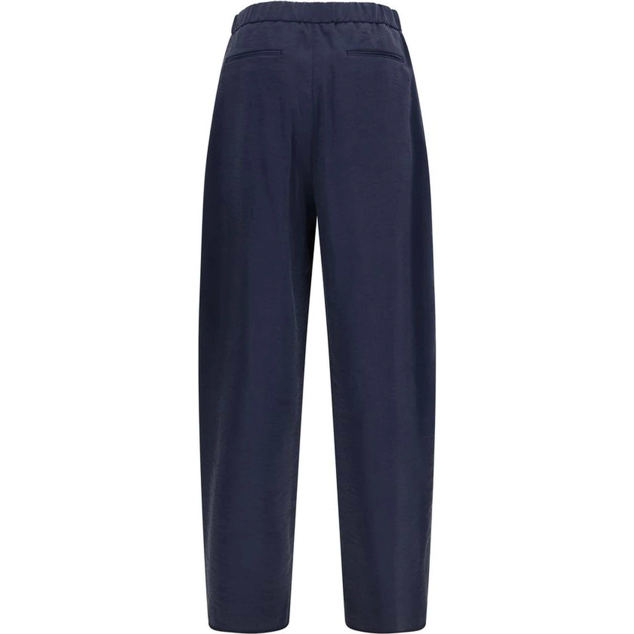 Blue Silk Casual Pants