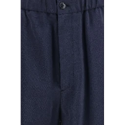 Blue Silk Casual Pants