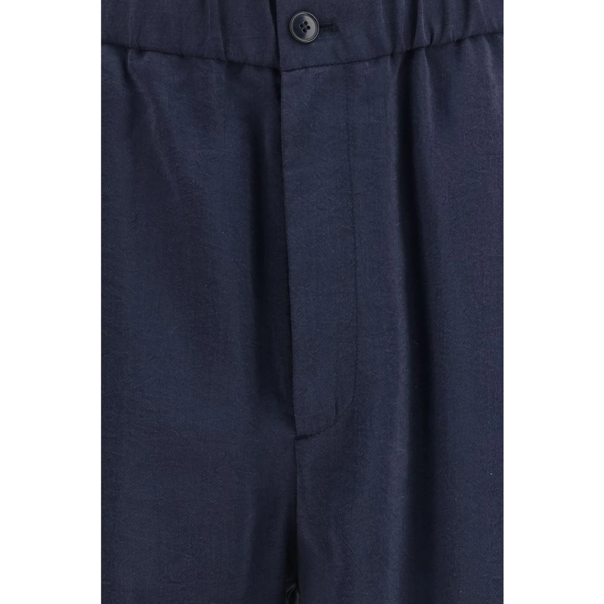 Blue Silk Casual Pants