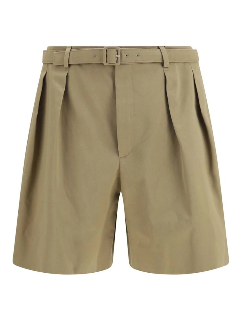 Beige Cotton Bermuda Shorts