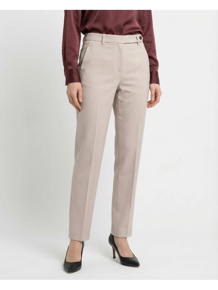 Beige Cotton Dress Pants