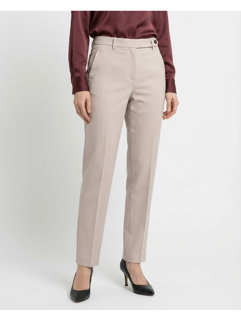 Beige Cotton Dress Pants