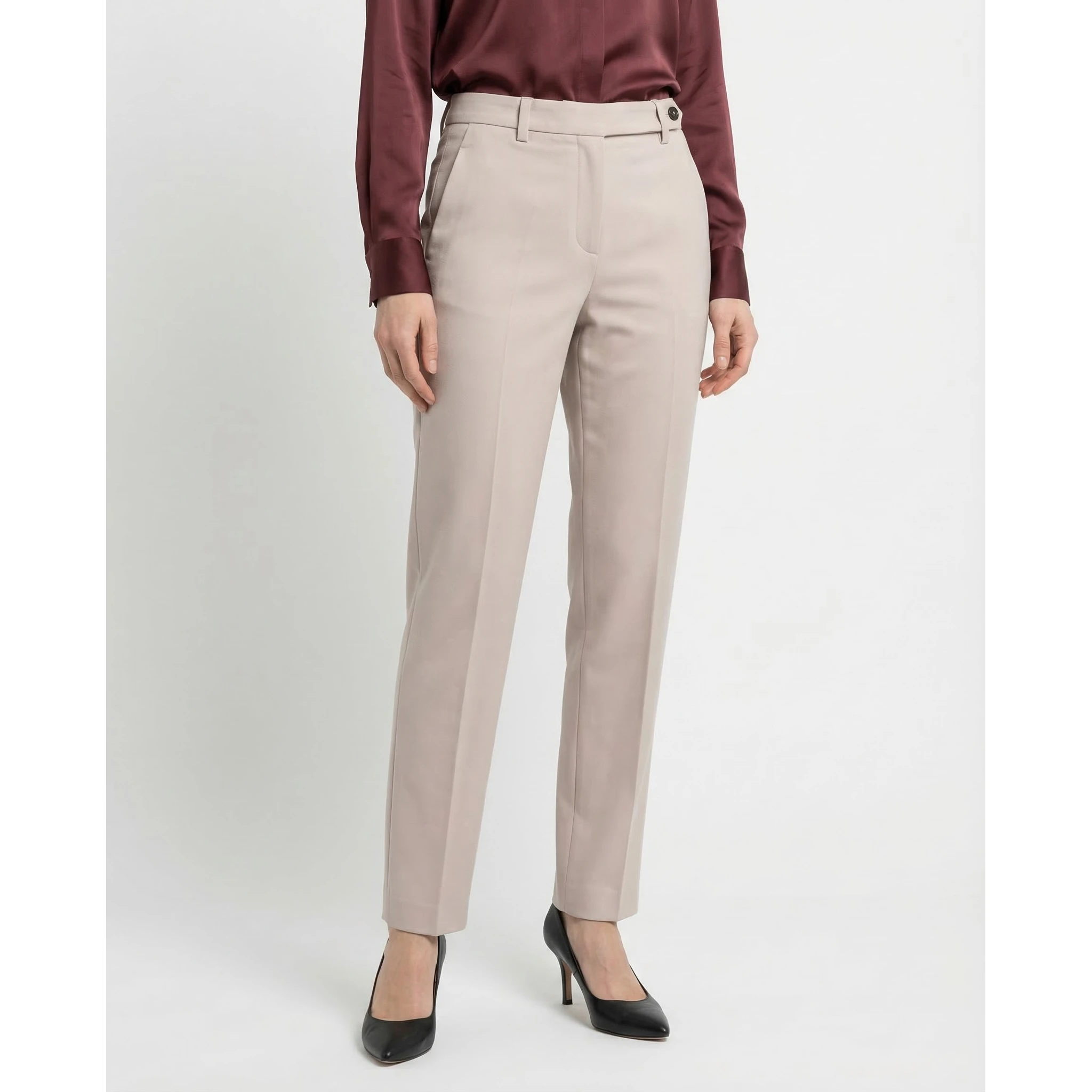 Beige Cotton Dress Pants