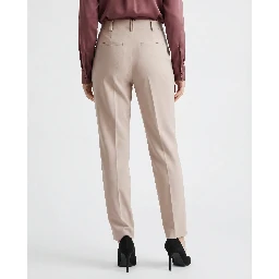 Beige Cotton Dress Pants