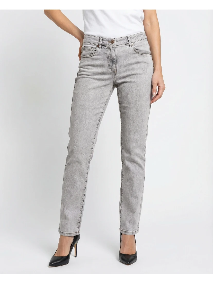 Blue Cotton Straight-Leg Jeans