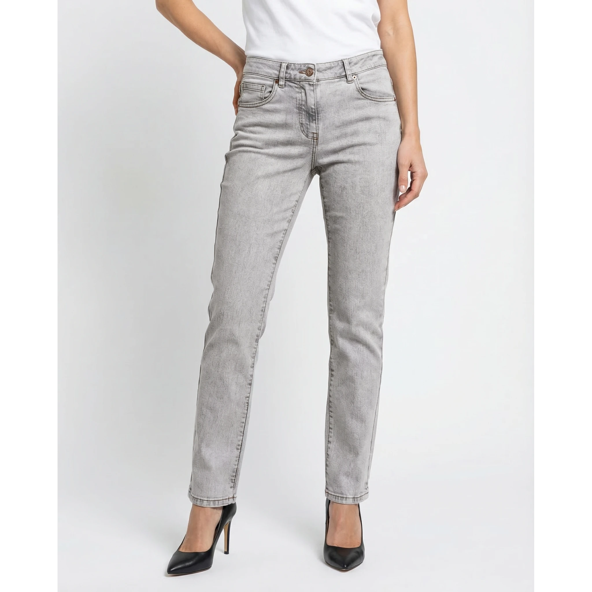 Blue Cotton Straight-Leg Jeans