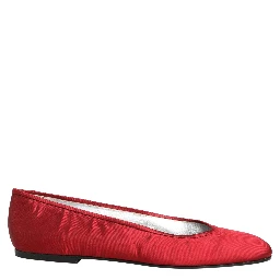 Red Satin Fabric Ballet Slip On Flats Shoes