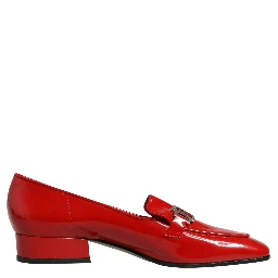 Red Patent Leather Moccasin Slip On Shoes