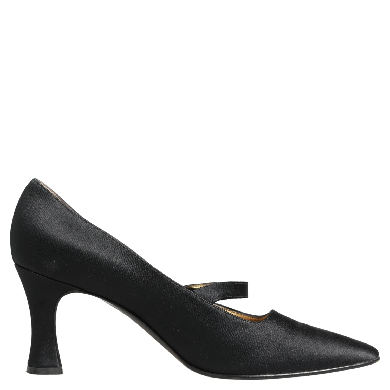 Black Satin Mary Jane Pumps Shoes