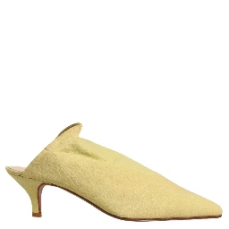Yellow Suede Heel Mule Shoes