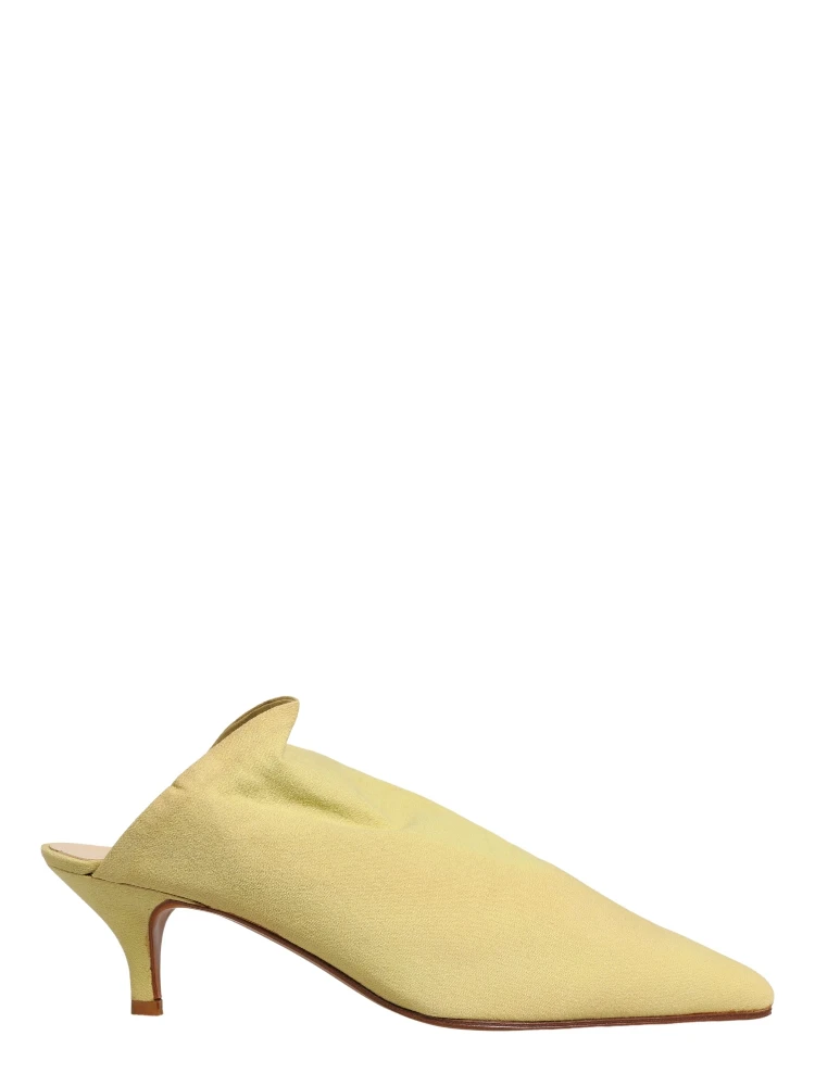 Yellow Suede Heel Mule Shoes