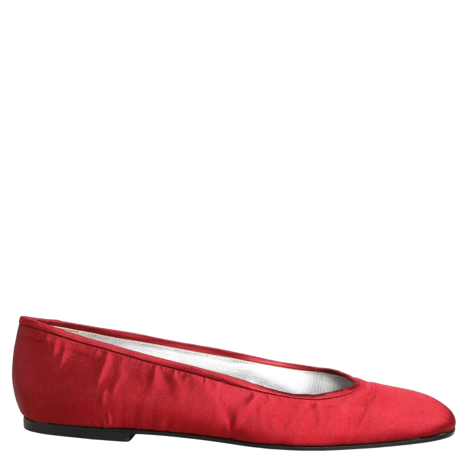 Red Satin Fabric Ballet Slip On Flats Shoes