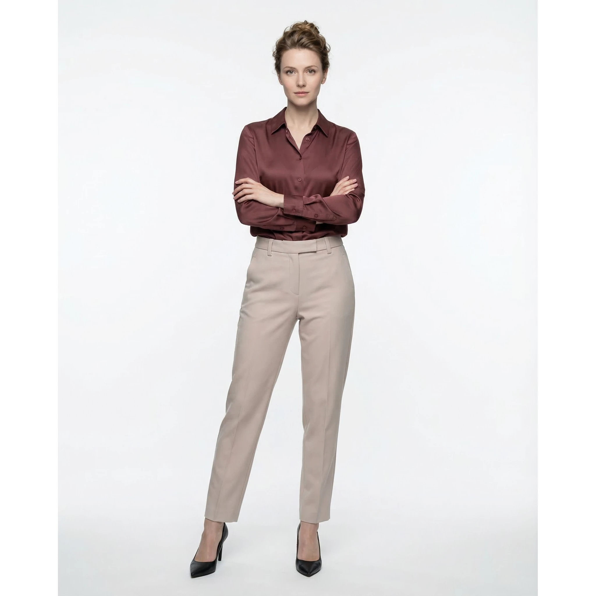 Beige Cotton Dress Pants