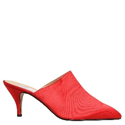 Red Suede Heel Mule Shoes