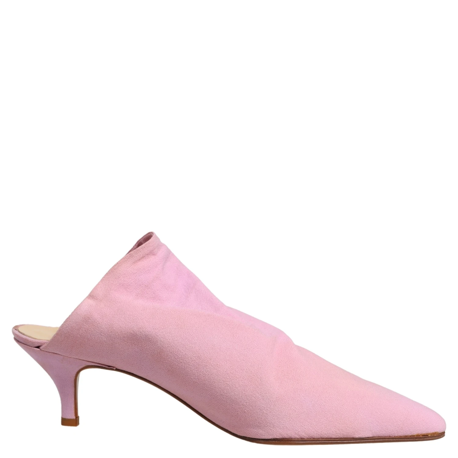 Pink Suede Heel Mule Shoes