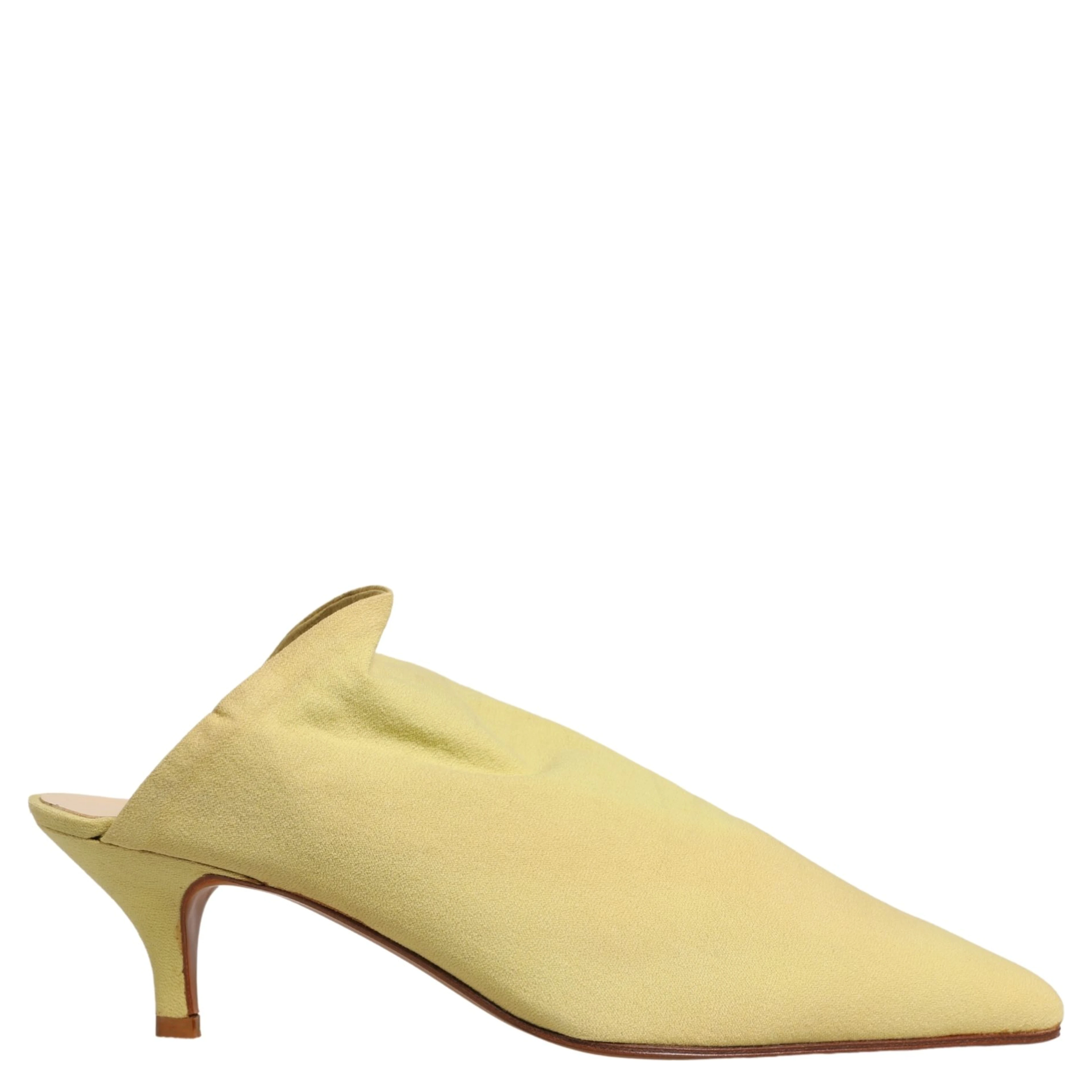 Yellow Suede Heel Mule Shoes