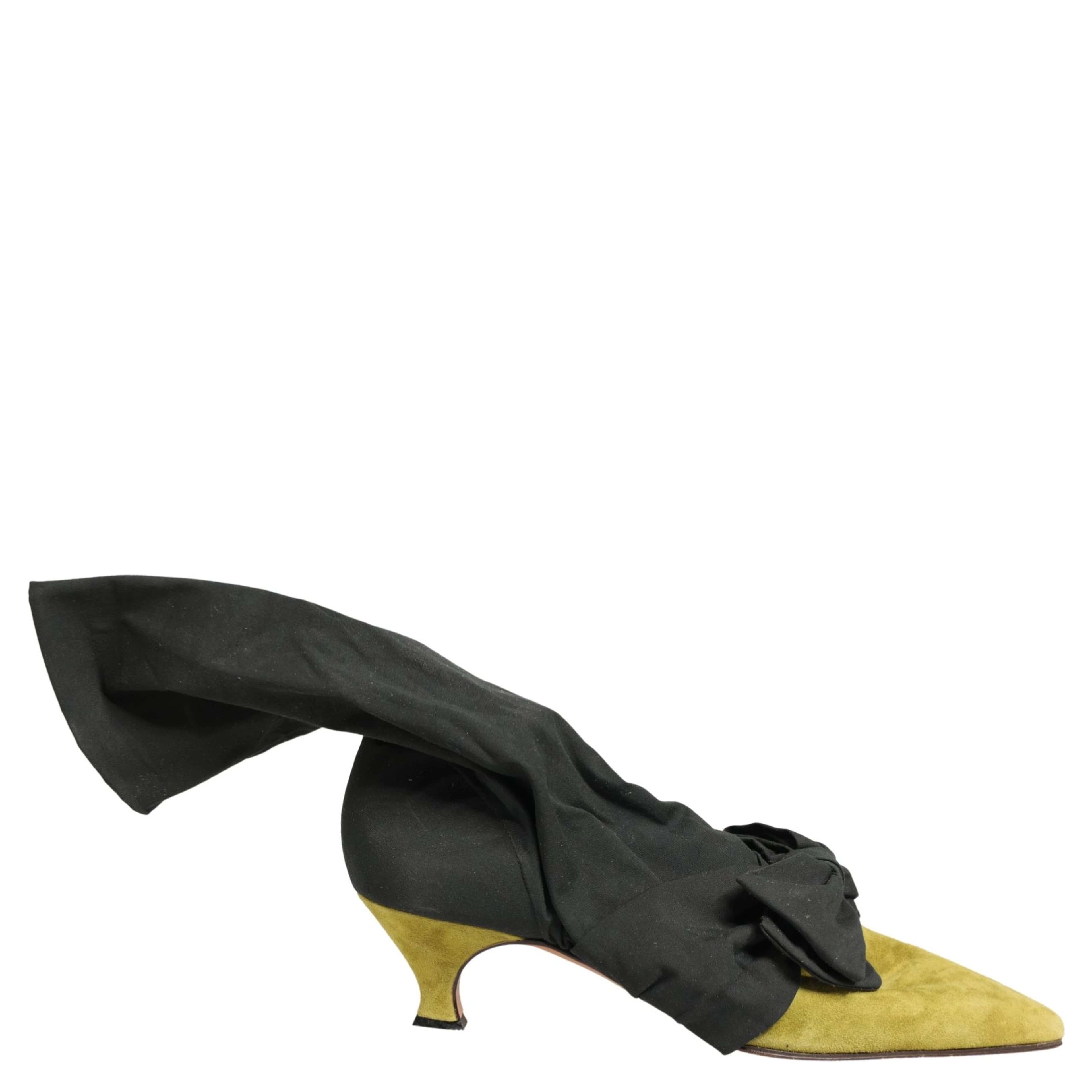 Black Yellow Suede Boots Shoes