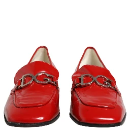 Red Patent Leather Moccasin Slip On Shoes