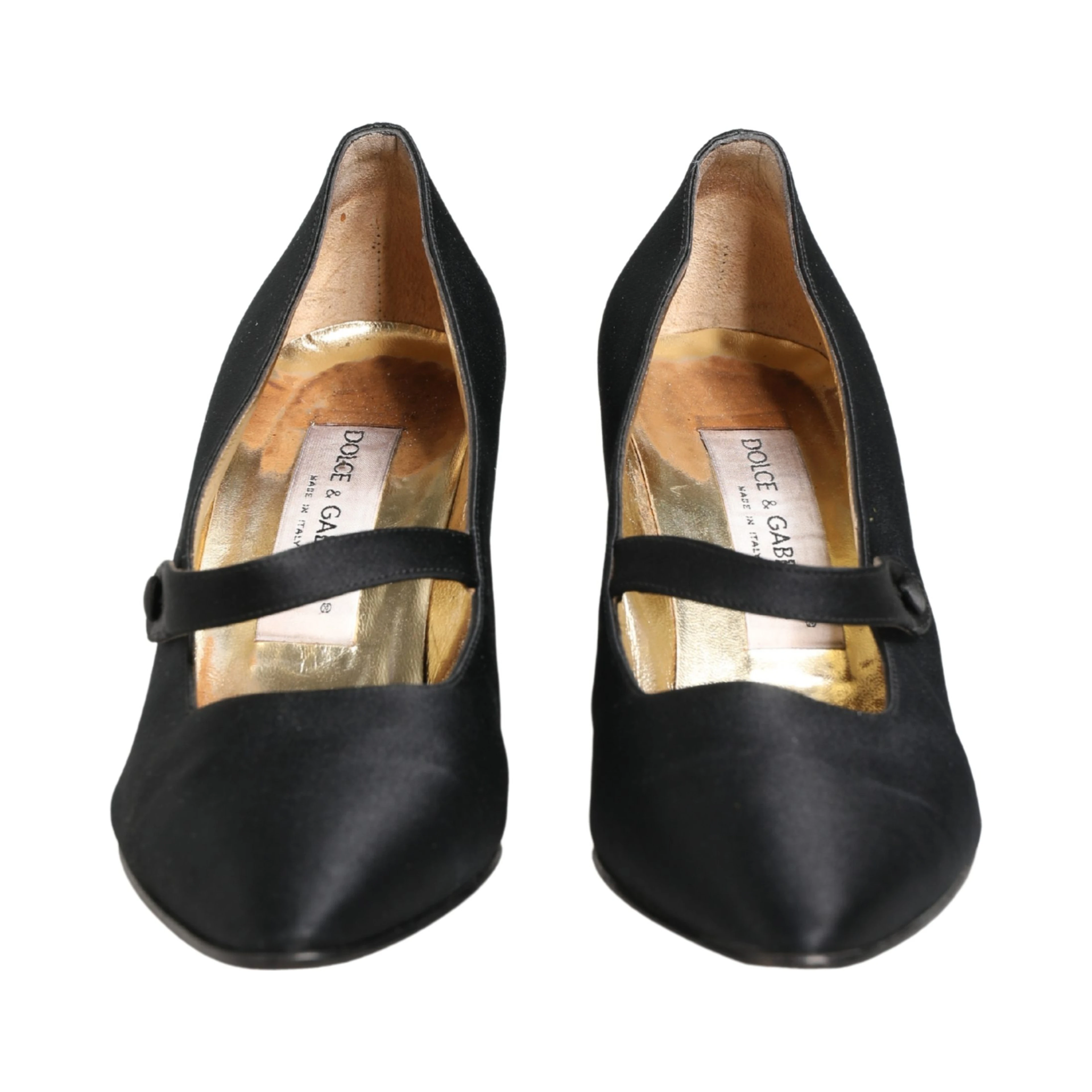 Black Satin Mary Jane Pumps Shoes
