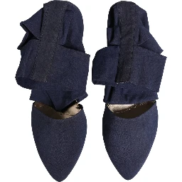 Blue Cotton Ankle Boots Shoes
