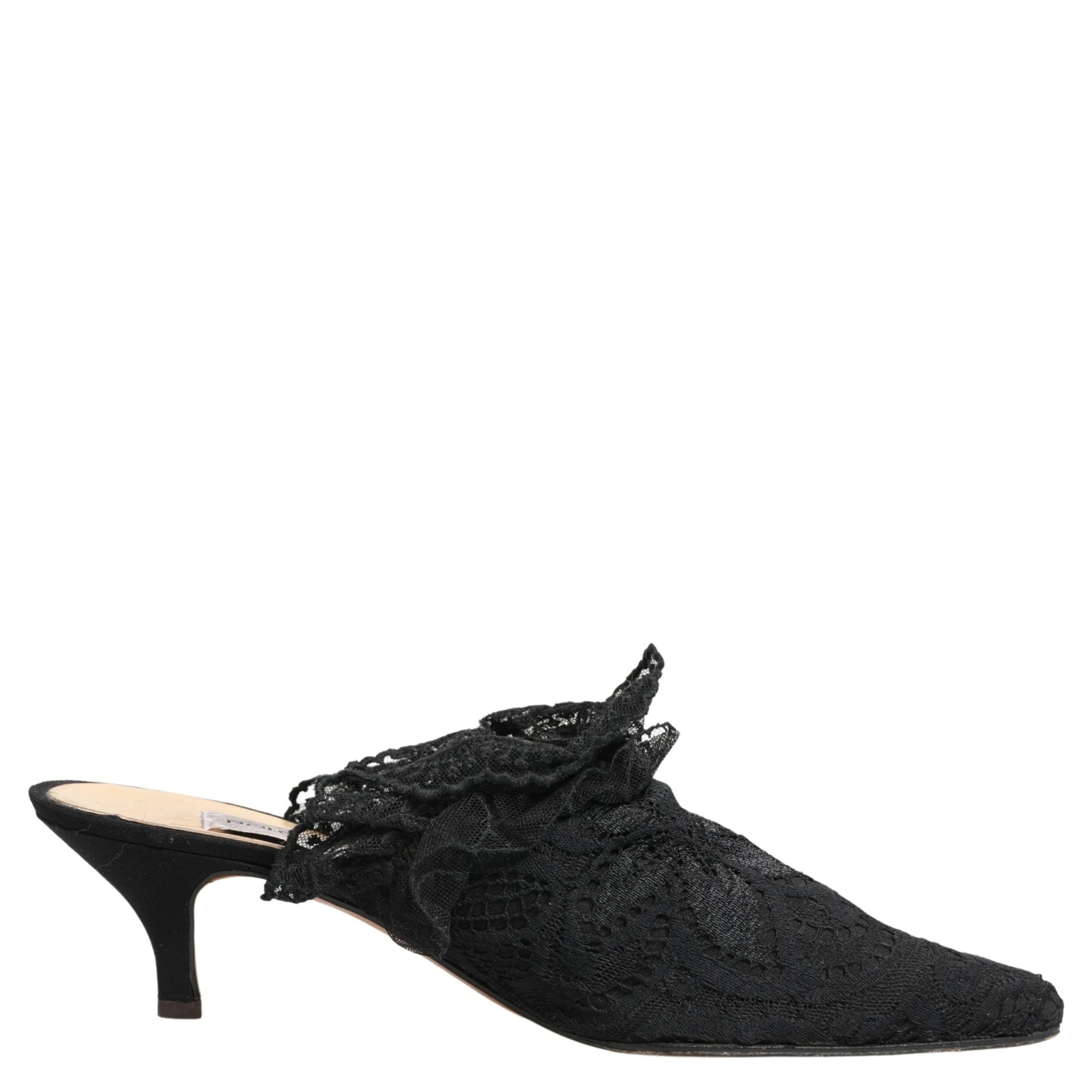 Black Lace Heels Sandals Shoes