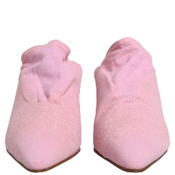 Pink Suede Heel Mule Shoes