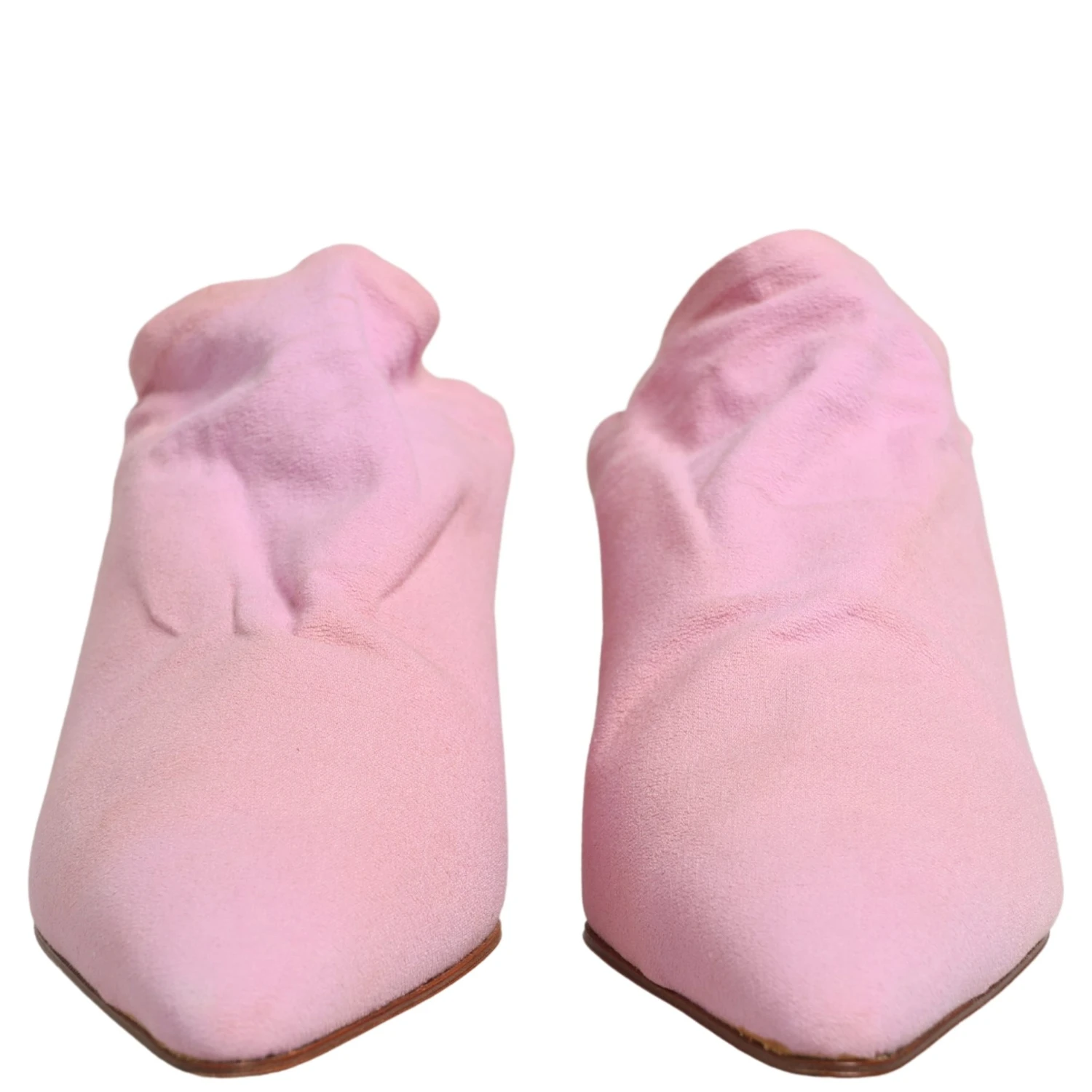 Pink Suede Heel Mule Shoes