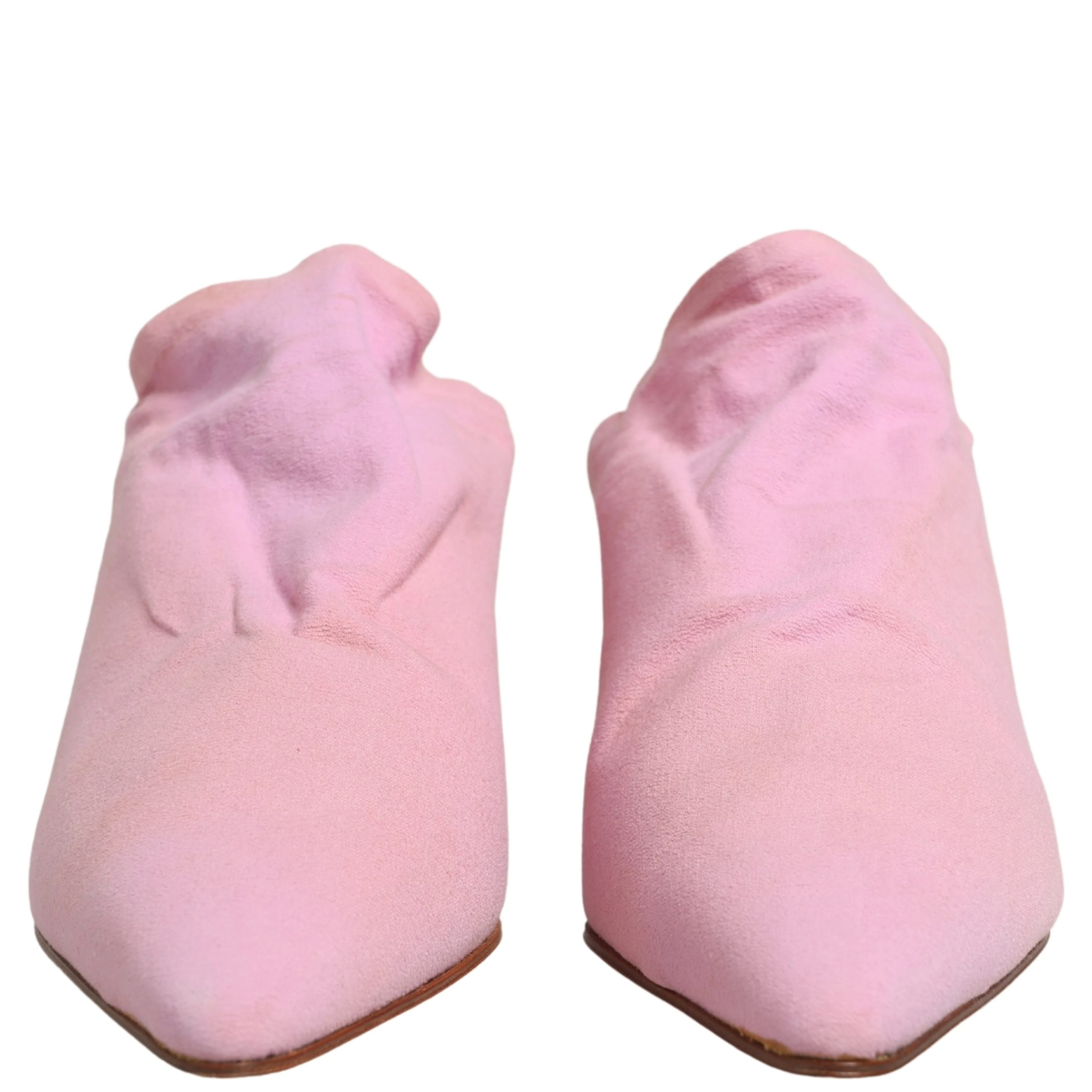 Pink Suede Heel Mule Shoes