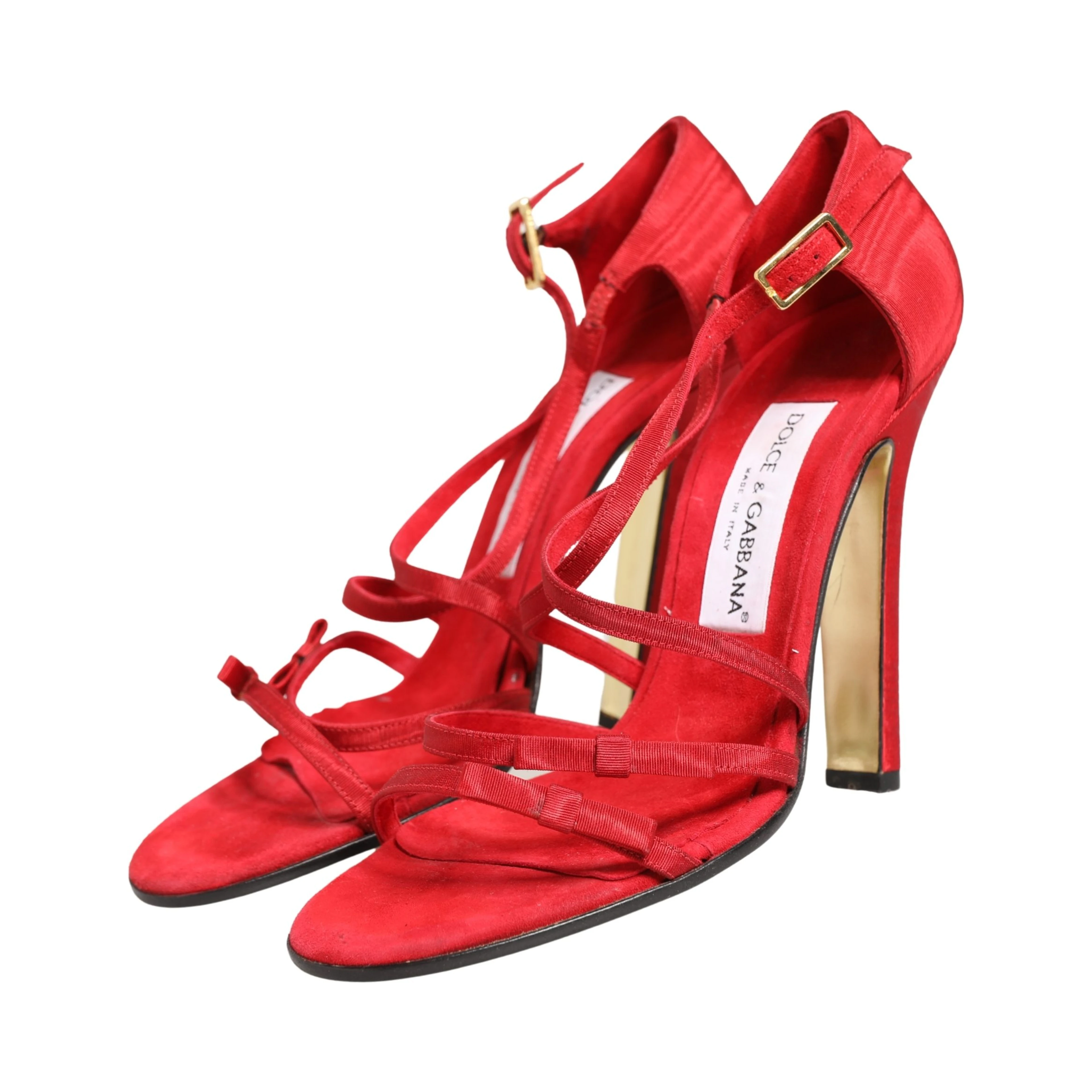 Red Calf Suede Strappy Heels Sandals Shoes