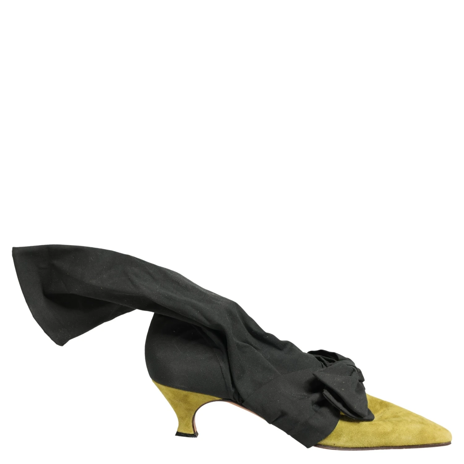 Black Yellow Suede Boots Shoes