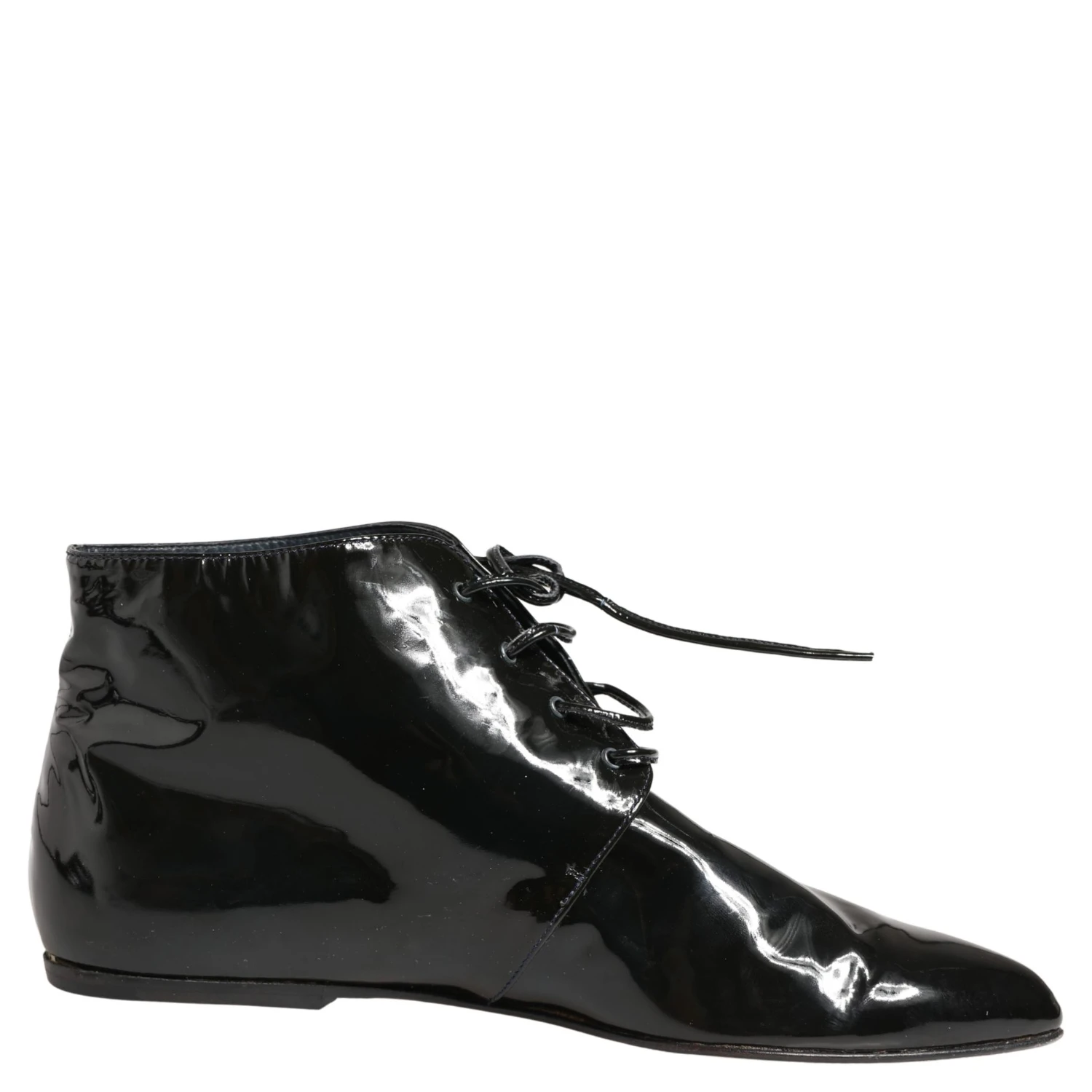 Black Leather AnkleBoots Shoes