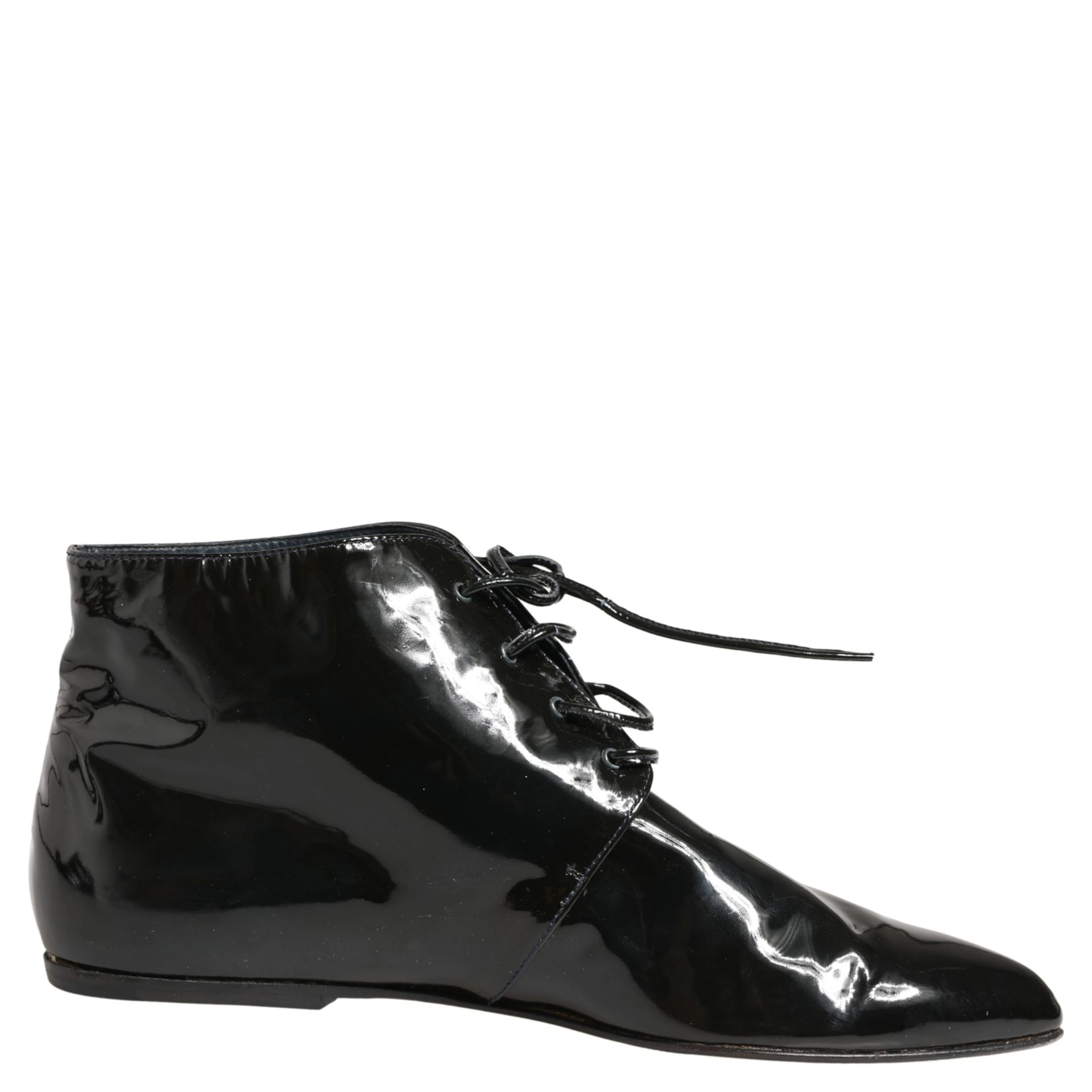 Black Leather AnkleBoots Shoes