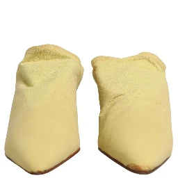 Yellow Suede Heel Mule Shoes