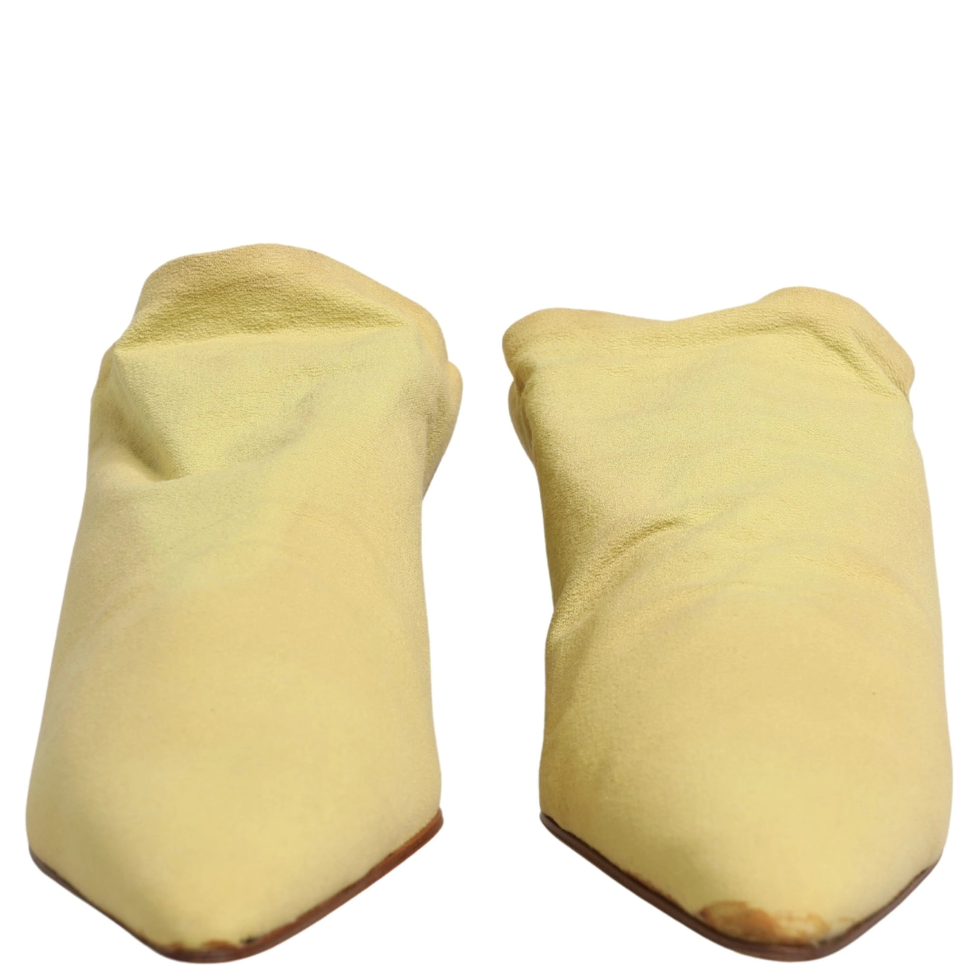 Yellow Suede Heel Mule Shoes