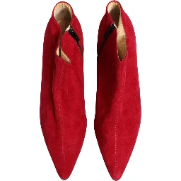 Red Suede Ankle Boots Shoes