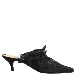 Black Lace Heels Sandals Shoes